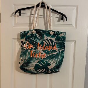 Tropical Leaf Print Tote Bag Never Used